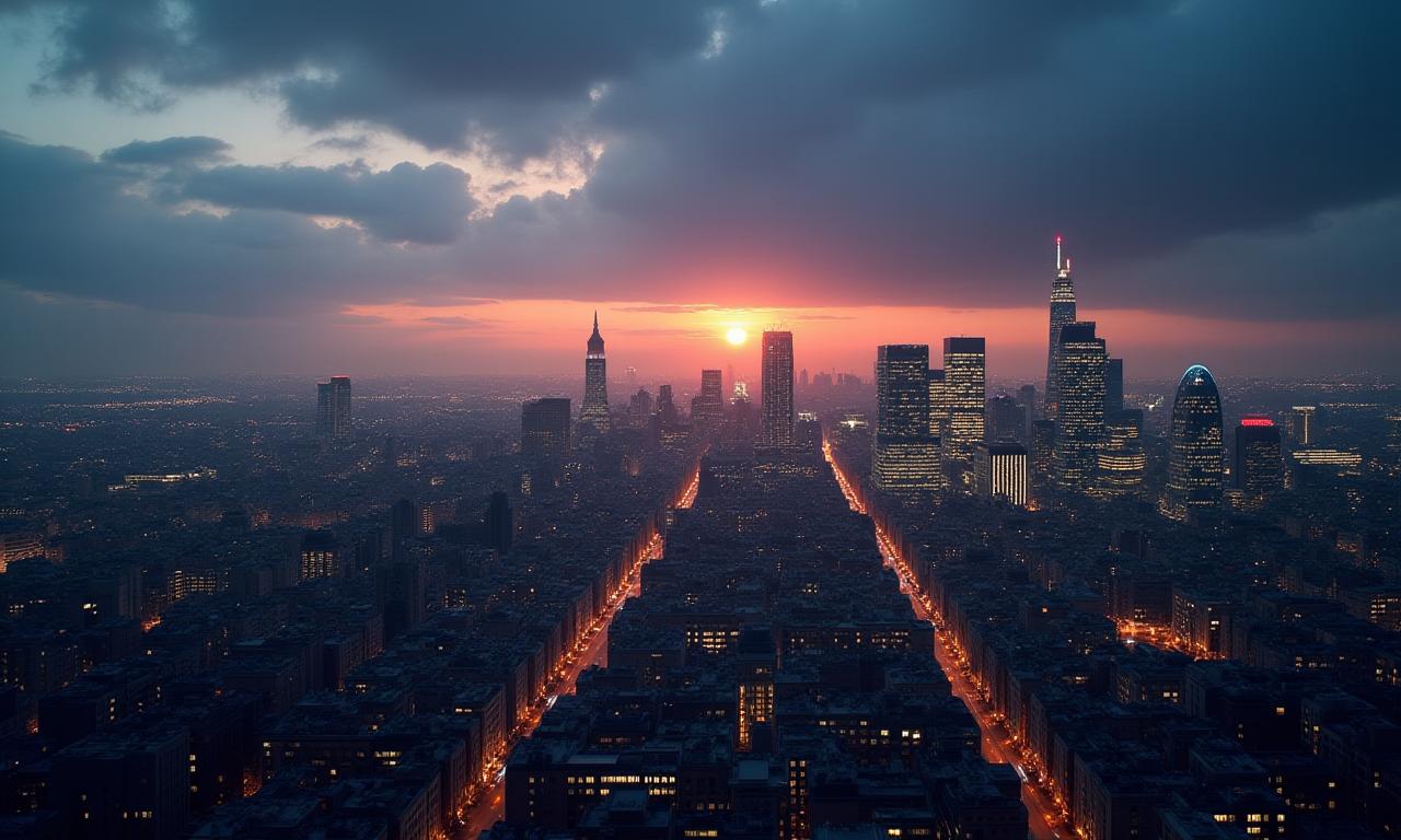 Panoramic view of the London skyline at dusk, symbolizing ambition and vision.